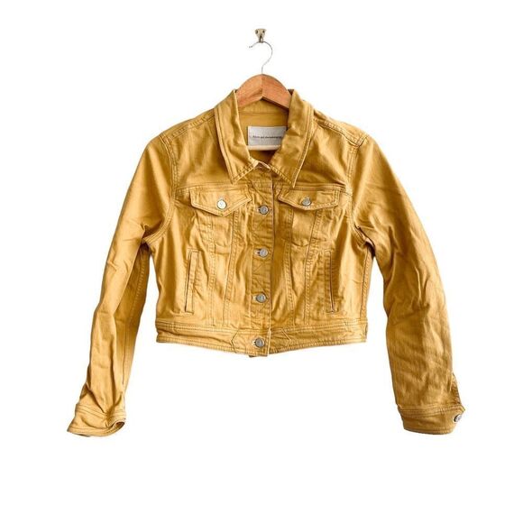 Pilcro and the Letterpress Womens Denim Jacket Cropped Mustard Yellow Medium - Picture 1 of 7